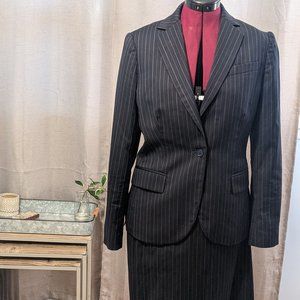 Brooks Brothers navy blue and brown stripe jacket and skirt